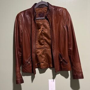 Vakko Women's Rich Brown Leather Jacket